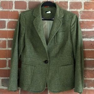 J.Crew Wool Green Tweed Blazer